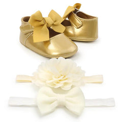 Bow Shoe with band set- golden